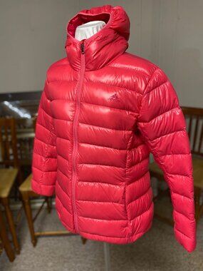 Adidas down jacket, women's size Large, pink